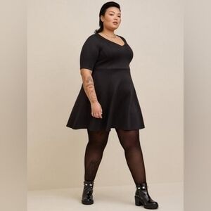 Torrid Fluted Fit & Flare Mini Dress Scuba Black NWT